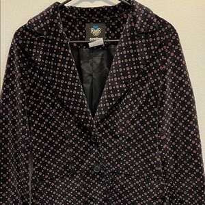 Vintage 60s 70s Panther Faux Velvet Flower Dot Blazer